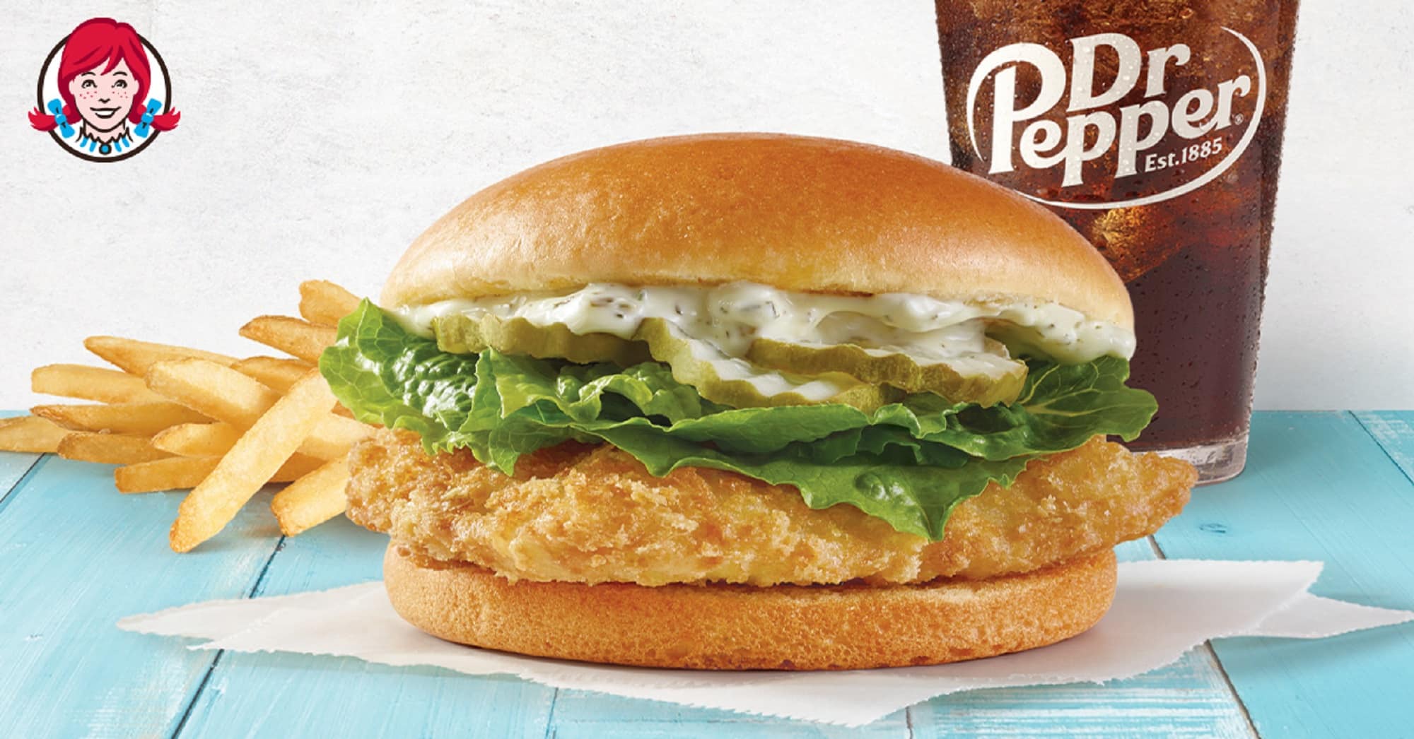 Wendy's Fish Filet Sandwich Sandwich with Dr. Pepper and Fries